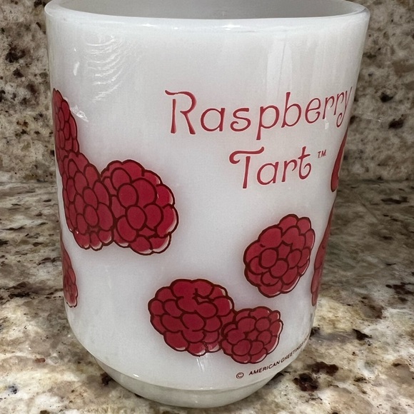 Vintage Fire King American Greeting Raspberry Tart milk glass mug. - Picture 5 of 7